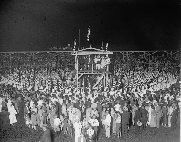 A Klan gathering c. 1925, location unknown. National Photo Company Collection/Library of Congress